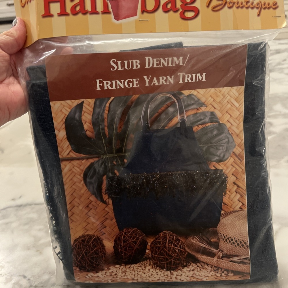 Purse Kit Craft DIY Plastic Handle Denim Fringe Trim Hancock Fabric Handbag Tote